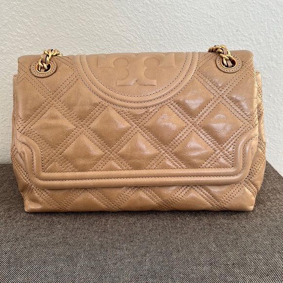 NWT Tory Burch Fleming Soft Glazed convertible shoulder bag. Almond flour. - Picture 1 of 6